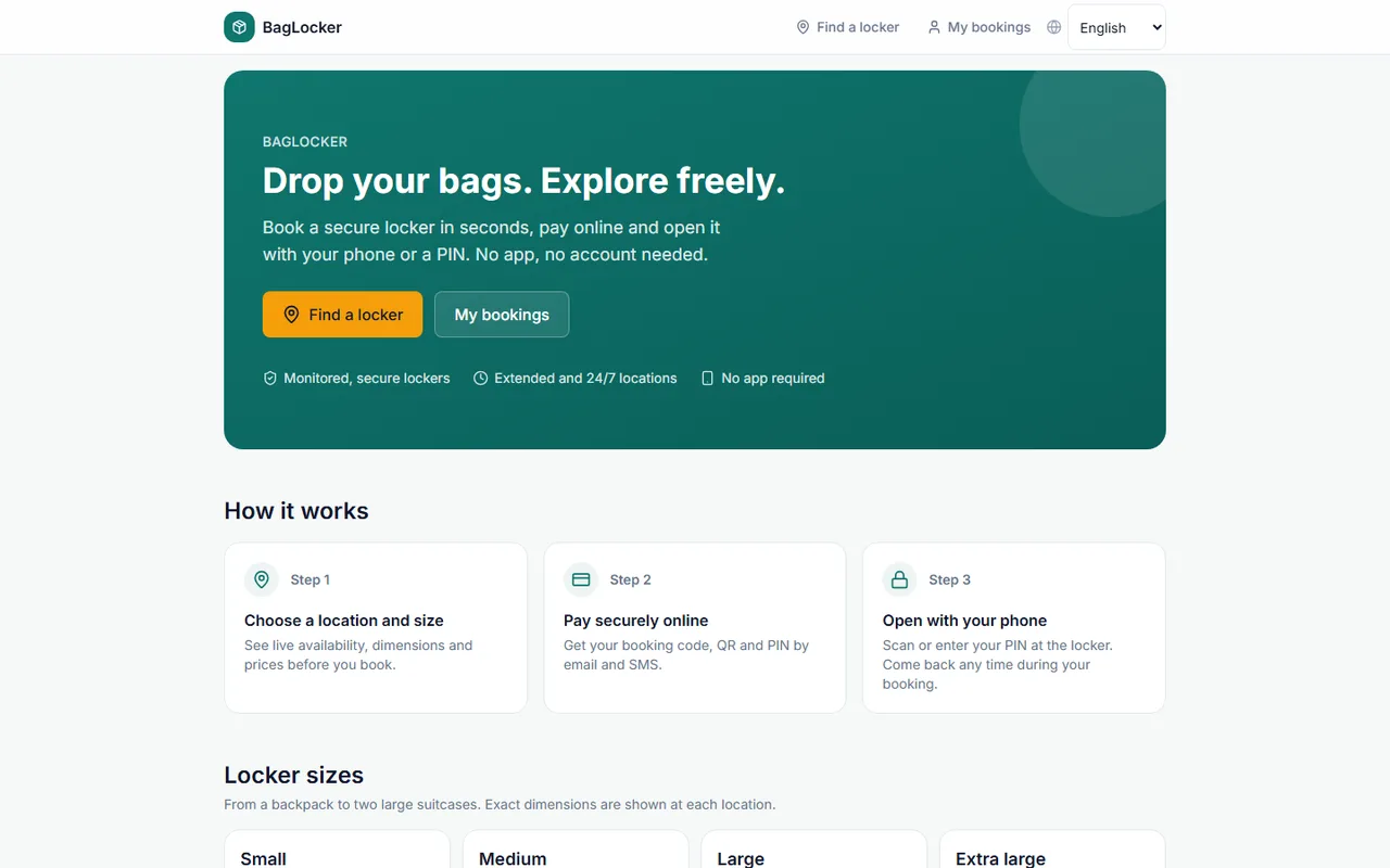 Il sito clienti BagLocker su laptop e telefono